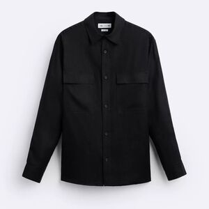 Zara Men's Black 100% Linen Shirt